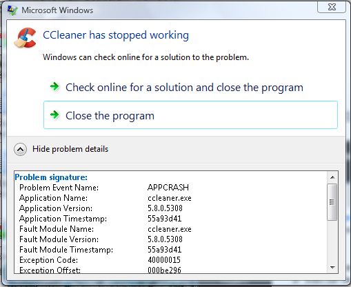 Ccleaner not working